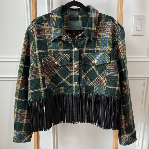BlankNYC Day Break Plaid Fringe Crop Jacket - Ladies Size XL - Like New - Picture 3 of 7